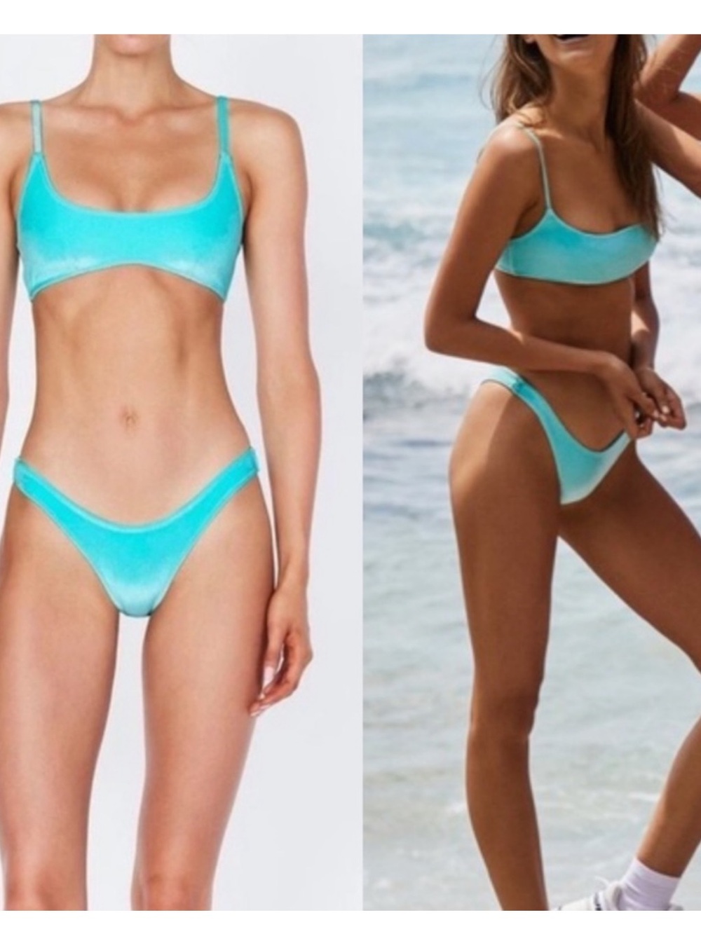 TRIANGL Andrea Velvet Bikini Bottom Ocean Blue Velvet Size S